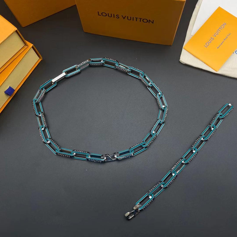 Louis Vuitton Bracelet & Cuban Necklace