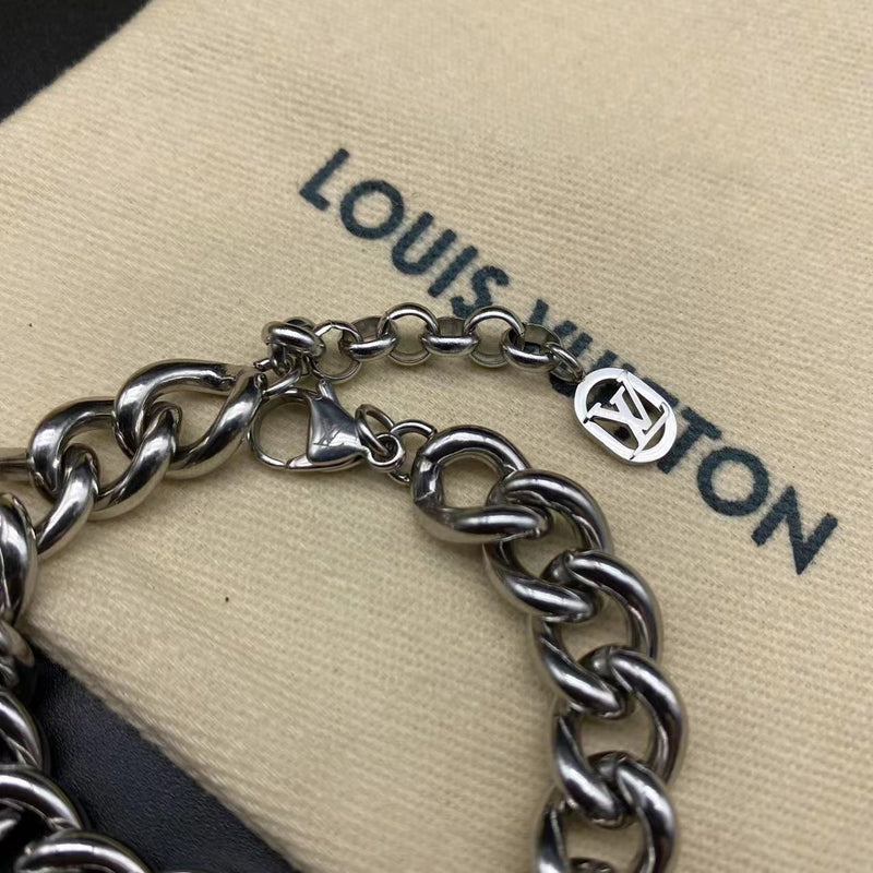 Louis Vuitton Bracelet & Cuban Necklace