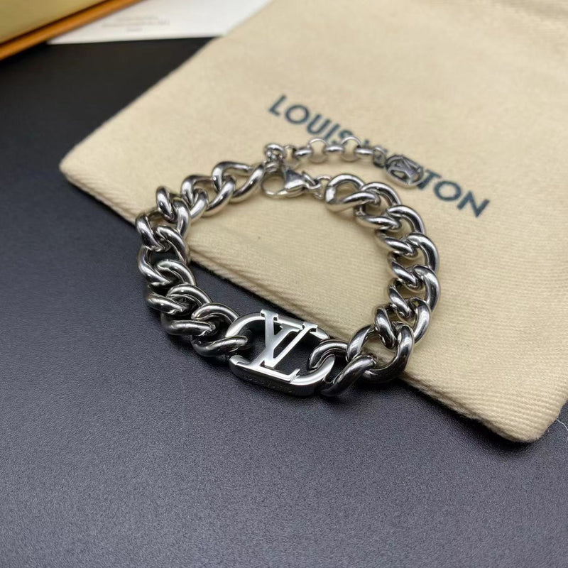 Louis Vuitton Bracelet & Cuban Necklace