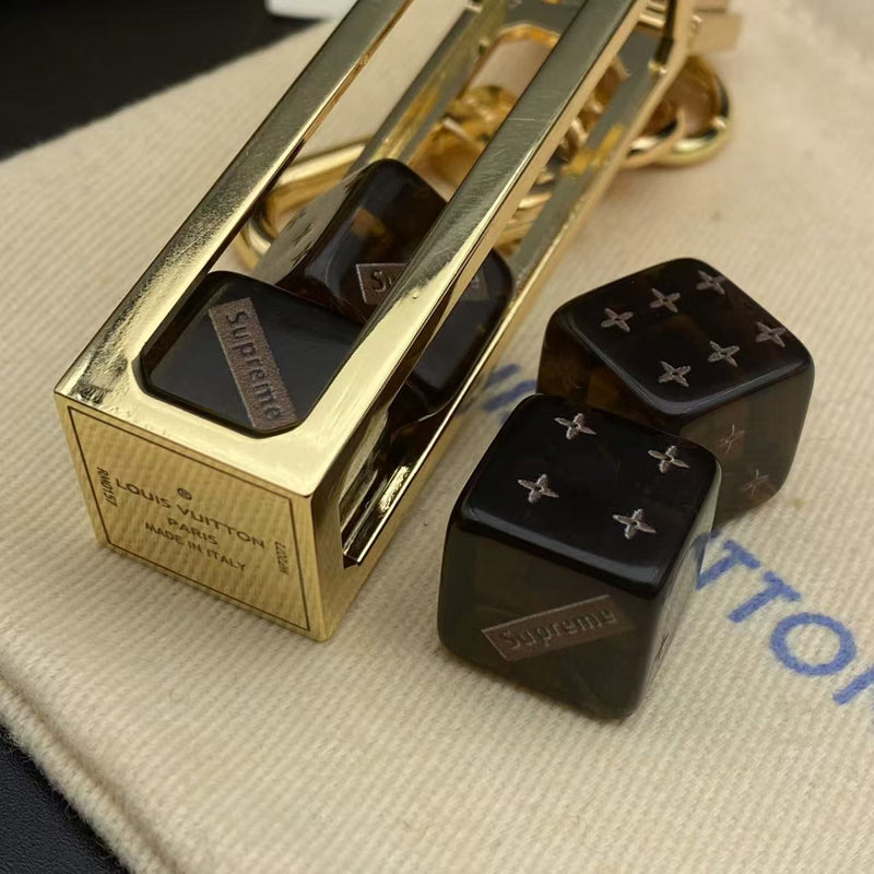 Louis Vuitton X SUPREME Dice Key Chain Bag Charm Brown