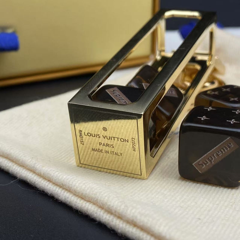 Louis Vuitton X SUPREME Dice Key Chain Bag Charm Brown