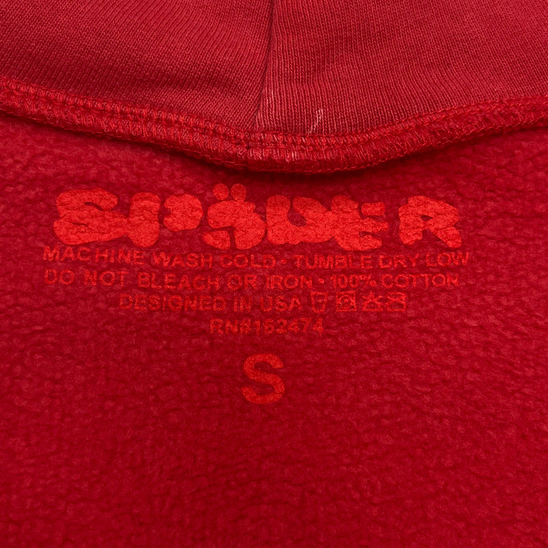 SP5DER Cherry Red Hoodie – Bold Designer Streetwear
