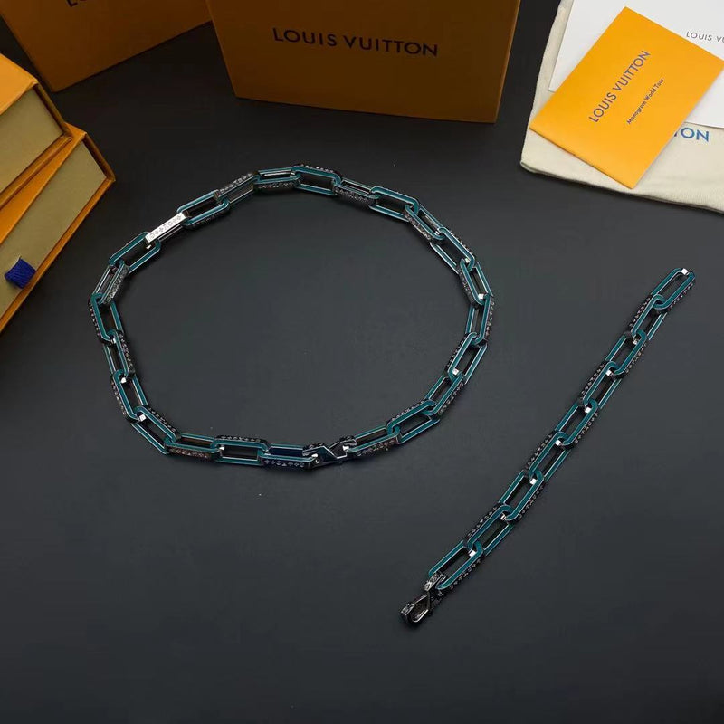 Louis Vuitton Bracelet & Cuban Necklace