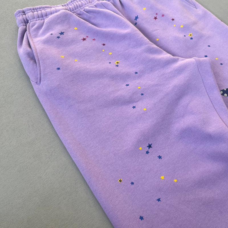 SP5DER Acai Purple Pants – Bold Designer Streetwear with Graphic Details