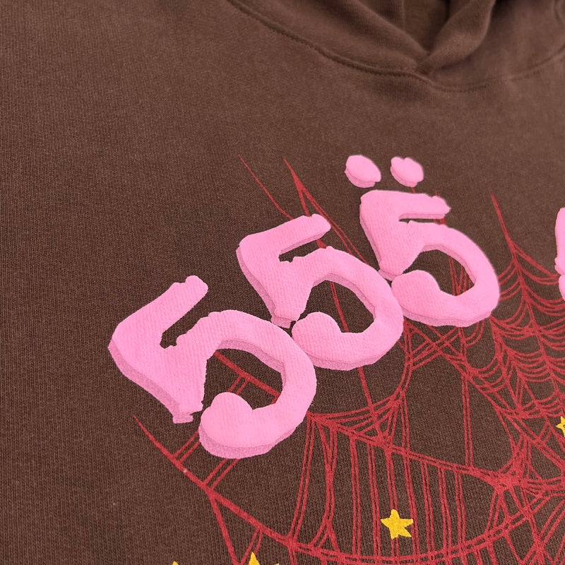 SP5DER Web Brown Hoodie – Designer Streetwear Classic