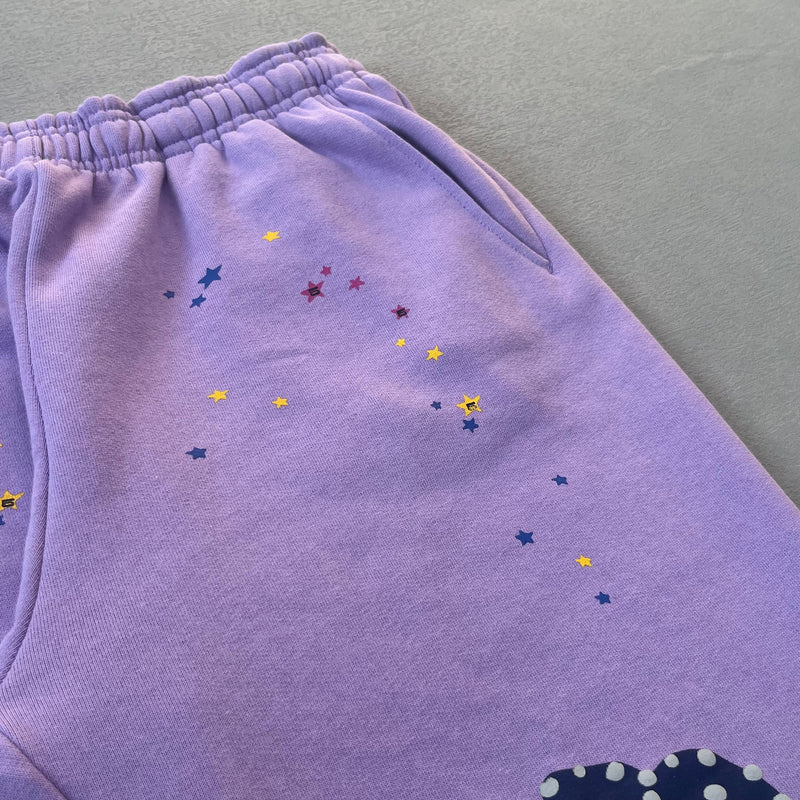 SP5DER Acai Purple Pants – Bold Designer Streetwear with Graphic Details