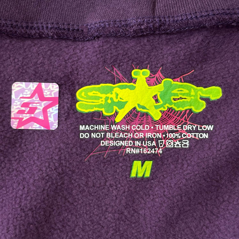 SP5DER Purple Hoodie – Vibrant Streetwear Pullover