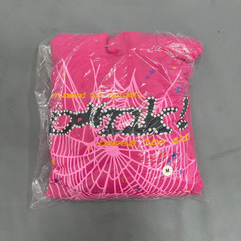 SP5DER P*NK Pink Hoodie – Designer Streetwear with Bold Graphic Details