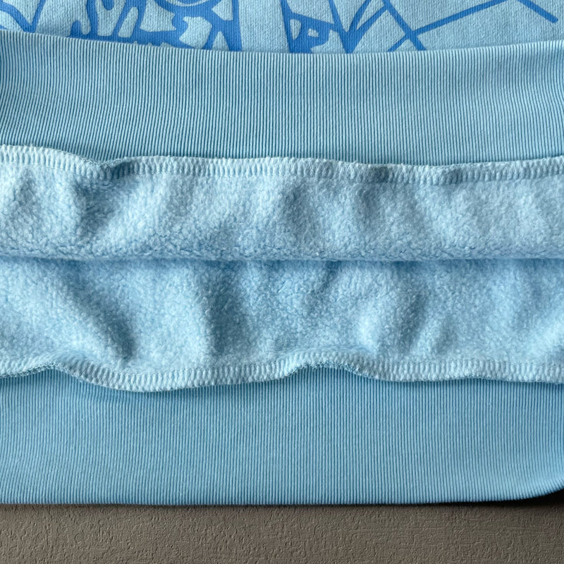 SP5DER Web Hoodie Sky Blue – Designer Streetwear with Bold Graphic Design